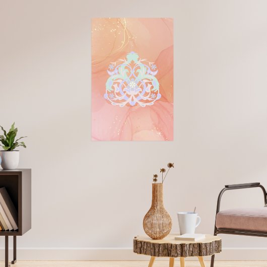 Blijde Blauw Groene Bloem Kunst Poster (Woonkamer 3)