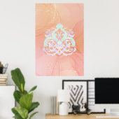 Blijde Blauw Groene Bloem Kunst Poster (Thuiskantoor)