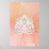 Blijde Blauw Groene Bloem Kunst Poster (Voorkant)