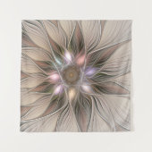 Blijde Bloem Abstract Beige Bruine Bloemige Fracta Wandkleed (Voorkant (horizontaal))