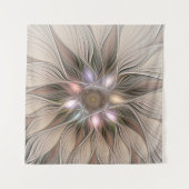 Blijde Bloem Abstract Beige Bruine Bloemige Fracta Wandkleed (Voorkant)