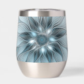 Blijde Bloem Abstract Blauw Grijs Bloemig Fractal (Achterkant)