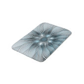 Blijde Bloem Abstract Blauw Grijs Bloemig Fractal Badmat (Gekanteld)