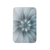 Blijde Bloem Abstract Blauw Grijs Bloemig Fractal Badmat (Voorkant Verticaal)