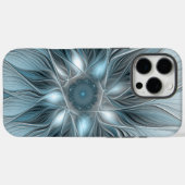 Blijde Bloem Abstract Blauw Grijs Bloemig Fractal Case-Mate iPhone Case (Achterkant (horizontaal))
