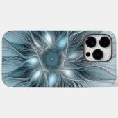 Blijde Bloem Abstract Blauw Grijs Bloemig Fractal Case-Mate iPhone Case (Achterkant (horizontaal))