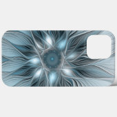 Blijde Bloem Abstract Blauw Grijs Bloemig Fractal Case-Mate iPhone Case (Achterkant (horizontaal))