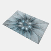 Blijde Bloem Abstract Blauw Grijs Bloemig Fractal Deurmat (Schuin)
