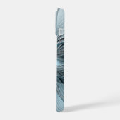 Blijde Bloem Abstract Blauw Grijs Bloemig Fractal iPhone 15 Case (Linkerkant)