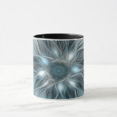 Blijde Bloem Abstract Blauw Grijs Bloemig Fractal Mok (Midden)
