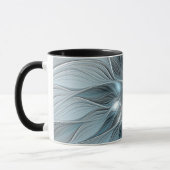 Blijde Bloem Abstract Blauw Grijs Bloemig Fractal Mok (Links)