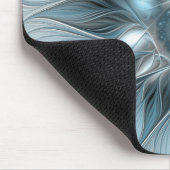 Blijde Bloem Abstract Blauw Grijs Bloemig Fractal Muismat (Hoek)