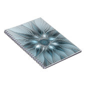 Blijde Bloem Abstract Blauw Grijs Bloemig Fractal Notitieboek (Rechterzijde)