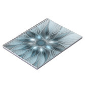 Blijde Bloem Abstract Blauw Grijs Bloemig Fractal Notitieboek (Linkerzijde)