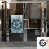 Blijde Bloem Abstract Blauw Grijs Bloemig Fractal Raamsticker (Kantoordeur)