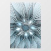 Blijde Bloem Abstract Blauw Grijs Bloemig Fractal Raamsticker (Vel)