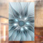Blijde Bloem Abstract Blauw Grijs Bloemig Fractal Raamsticker (Vel 2)