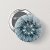 Blijde Bloem Abstract Blauw Grijs Bloemig Fractal Ronde Button 5,7 Cm (Voorkant /achterkant)