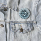 Blijde Bloem Abstract Blauw Grijs Bloemig Fractal Ronde Button 5,7 Cm (In situ)