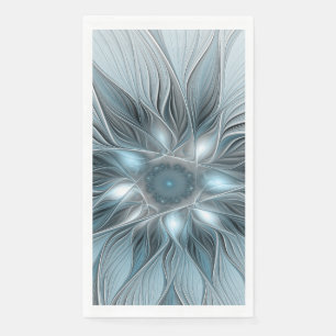 Blijde Bloem Abstract Blauw Grijs Bloemig Fractal Servet