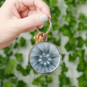 Blijde Bloem Abstract Blauw Grijs Bloemig Fractal Sleutelhanger (Hand)