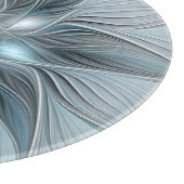Blijde Bloem Abstract Blauw Grijs Bloemig Fractal Snijplank (Hoek)