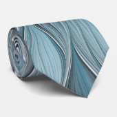 Blijde Bloem Abstract Blauw Grijs Bloemig Fractal Stropdas (Opgerold)