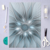 Blijde Bloem Abstract Blauw Grijs Bloemig Fractal Tissuepapier (Craft)