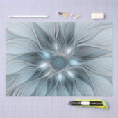 Blijde Bloem Abstract Blauw Grijs Bloemig Fractal Tissuepapier (Craft)