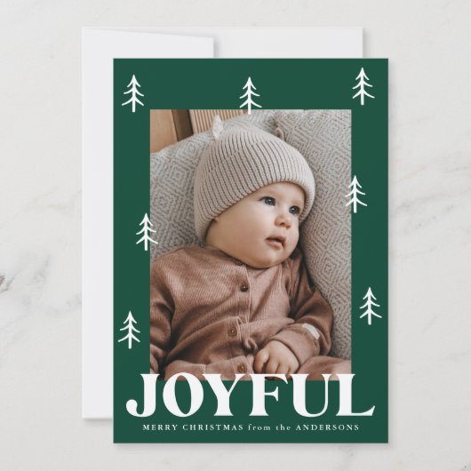 Blijde Bomen Groen 2 Foto Feestdagenkaart (Voorkant)