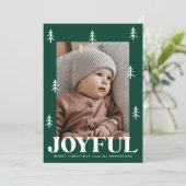 Blijde Bomen Groen 2 Foto Feestdagenkaart (Staand voorkant)