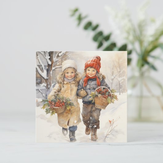 Blijde Boodschap: Liefde delen met Kerstmis Feestdagenkaart (Staand voorkant)