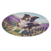 Blijde Border Collie in Lavendelveld Snijplank (Hoek)