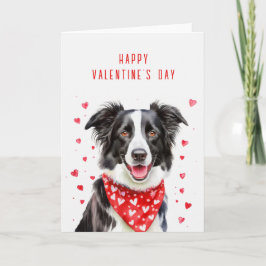 Blijde Border Collie Leest Hart Bandana Valentijn Feestdagen Kaart