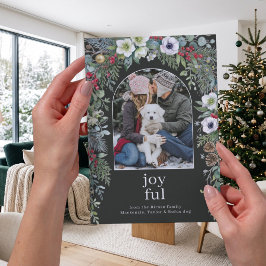 Blijde Botanische Kerst Persoonlijke Boog Foto Feestdagenkaart