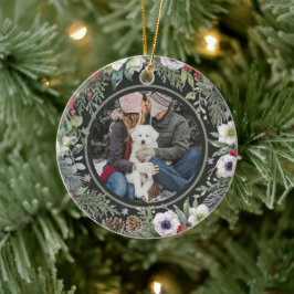 Blijde botanische kerst persoonlijke boog foto keramisch ornament