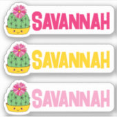 Blijde Cactusliefhebber Uitknipnaam Savannah Sticker (Voorkant)