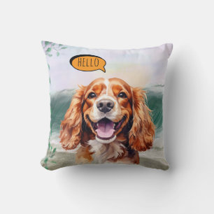 Blijde Cavalier King Charles Spaniel in Waterverf Kussen