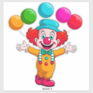 Blijde Clown Met Ballonnen Die Verjaardag Viert Sticker