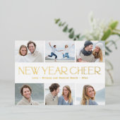 Blijde Collage FOIL Gelukkig Nieuwjaar Fotokaart Folie Feestdagenkaart (Staand Voorkant)