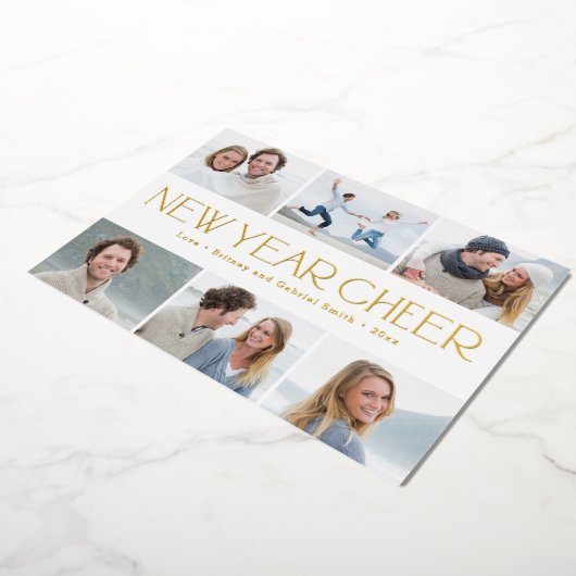 Blijde Collage FOIL Gelukkig Nieuwjaar Fotokaart Folie Feestdagenkaart (Gedraaid)
