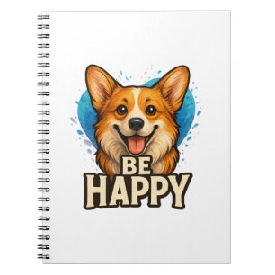 Blijde Corgi met Kleurrijk Hart- Ontwerp voor hond Notitieboek