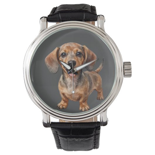 Blijde Dachshond Puppy Horloge (Voorkant)