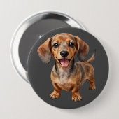 Blijde Dachshond Puppy Ronde Button 4,0 Cm (Voorkant /achterkant)