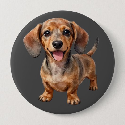 Blijde Dachshond Puppy Ronde Button 4,0 Cm (Voorkant)