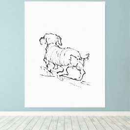 Blijde Dachshond – Saus Dog Illustratie Canvas Afdruk