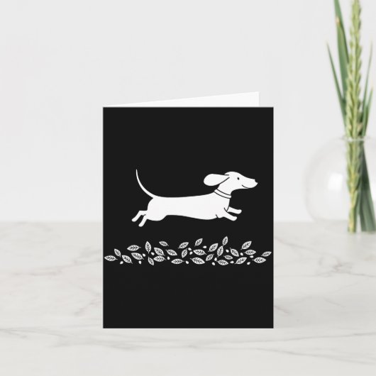 Blijde Dachshund Met Herfstbladeren Voor Dierenlie Kaart (Voorkant)