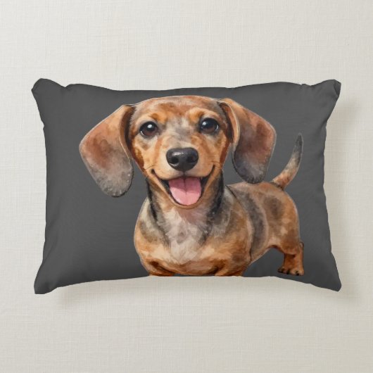 Blijde Dachshund Puppy Accent Kussen (Voorkant)