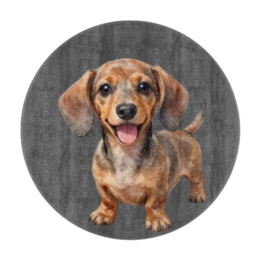 Blijde Dachshund Puppy Snijplank (Voorkant)
