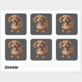 Blijde Dachshund Puppy Vierkante Sticker (Vel)